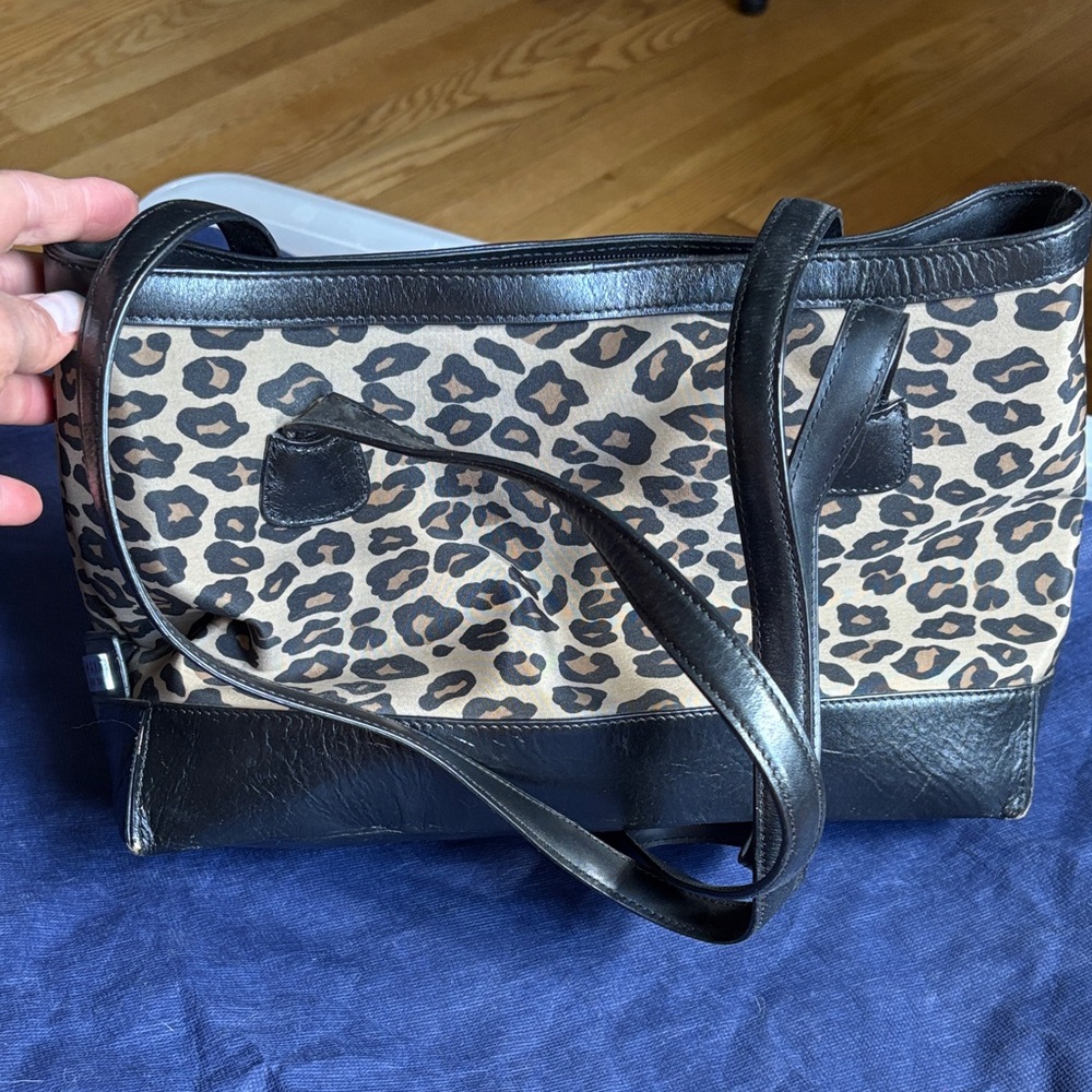 Maxx New York Leopard Print Tote Bag with Black Accents